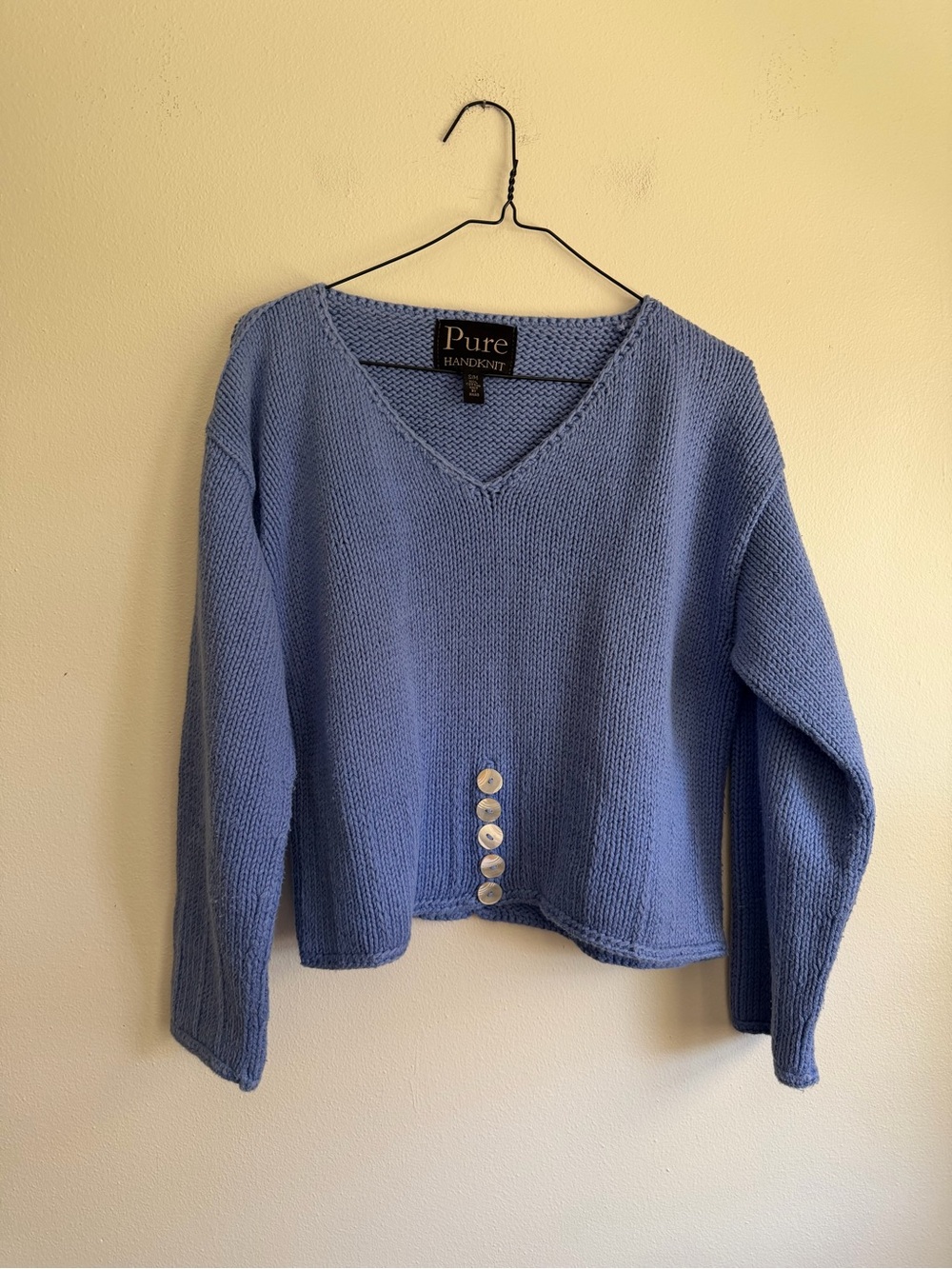 Hand knit button sweater